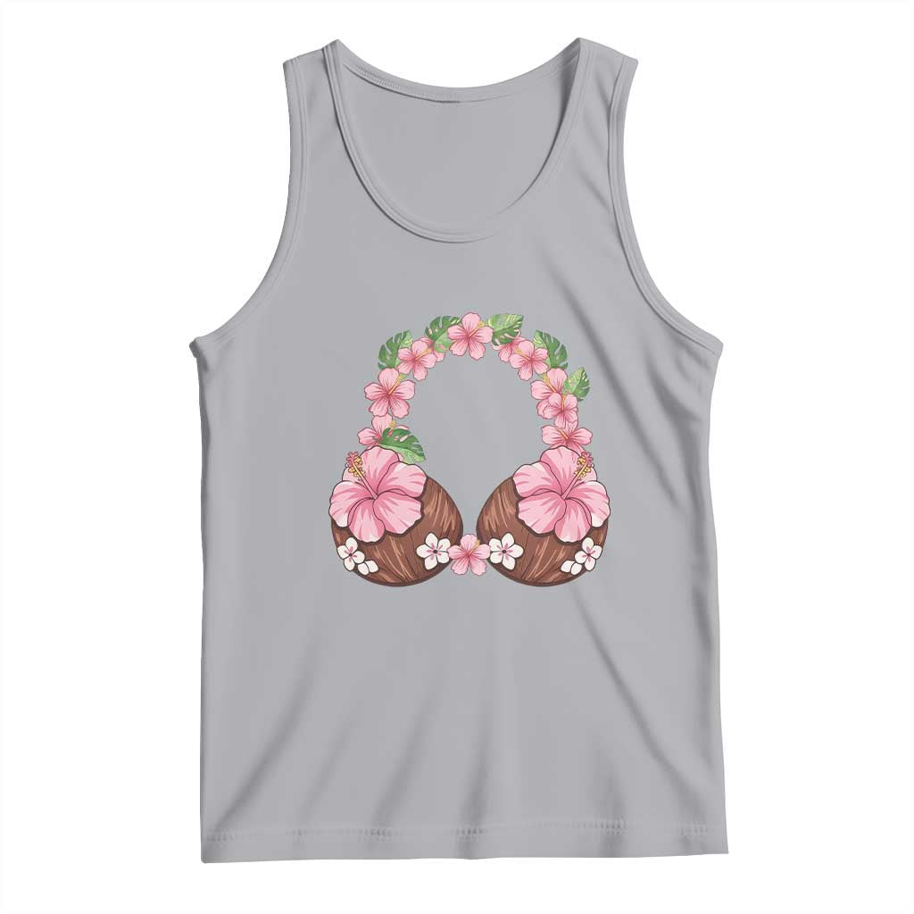Hibiscus Flower Coconut Bra Tank Top Tropical Summer Graphic TS12 Athletic Heather Print Your Wear