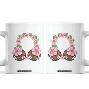 Hibiscus Flower Coconut Bra Coffee Mug Tropical Summer Graphic TS12 White Print Your Wear