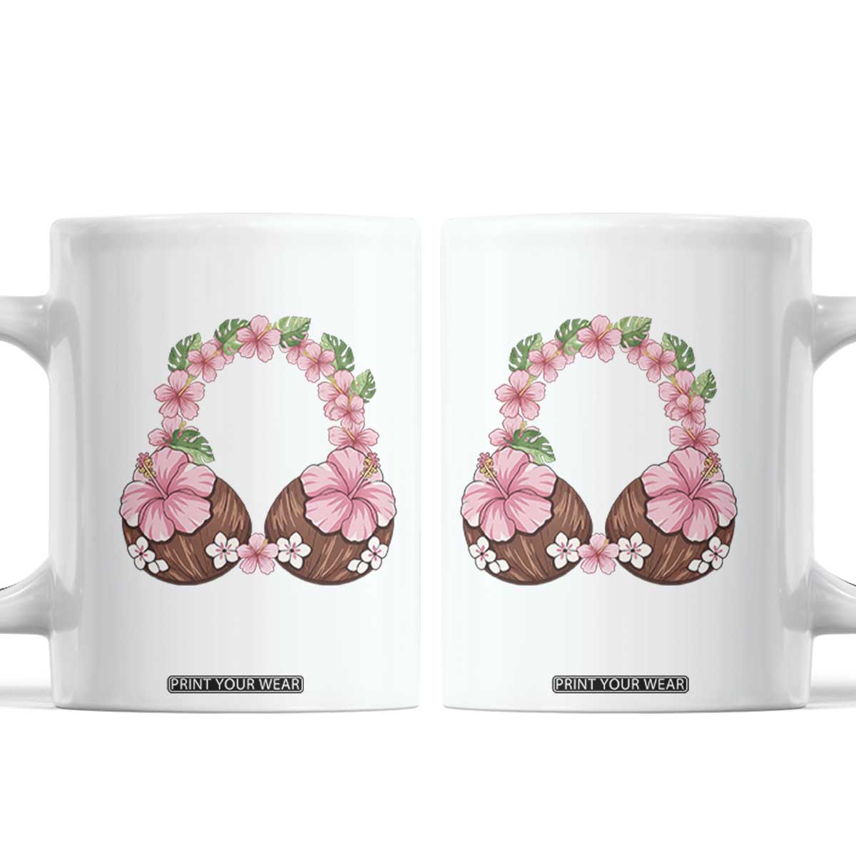 Hibiscus Flower Coconut Bra Coffee Mug Tropical Summer Graphic TS12 White Print Your Wear