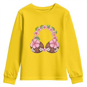 Hibiscus Flower Coconut Bra Youth Sweatshirt Tropical Summer Graphic TS12 Daisy Print Your Wear