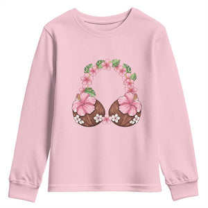 Hibiscus Flower Coconut Bra Youth Sweatshirt Tropical Summer Graphic TS12 Light Pink Print Your Wear