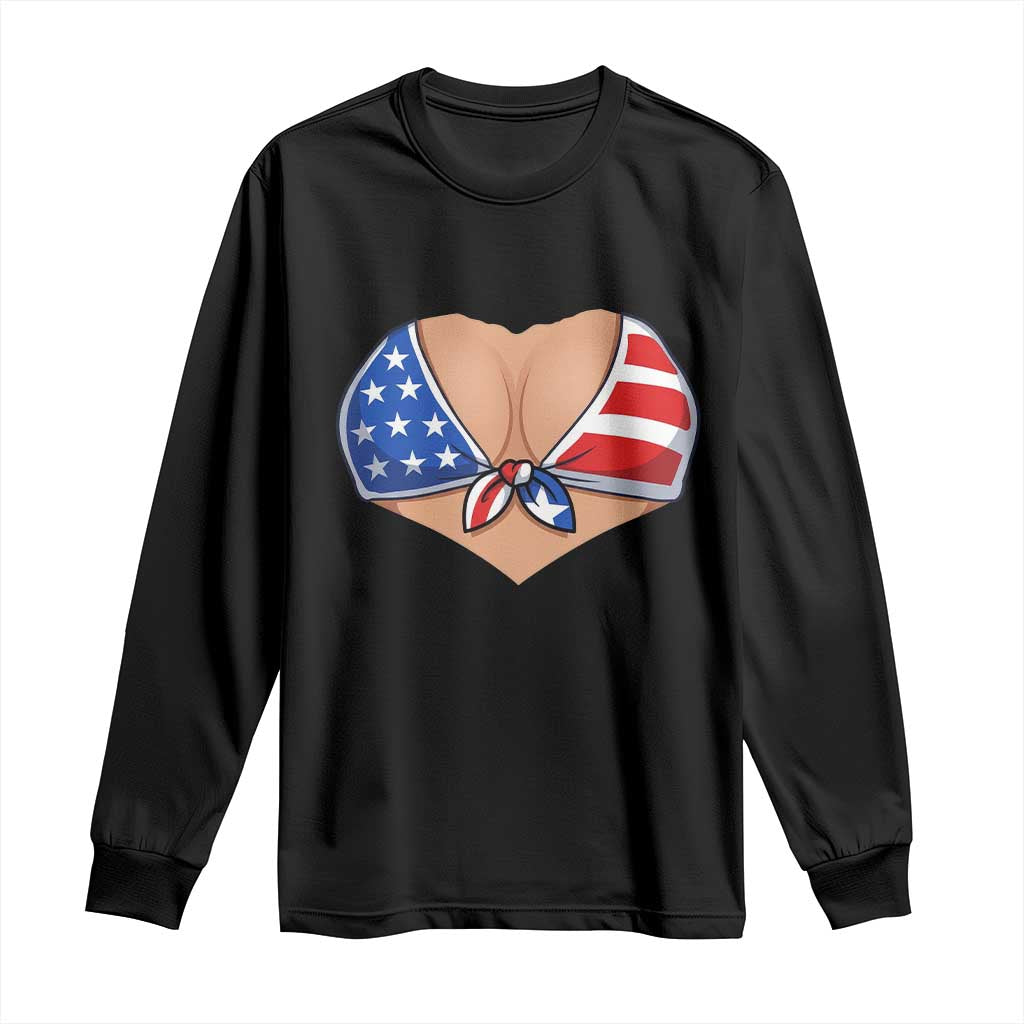 American Flag Bikini Long Sleeve Shirt Patriotic Summer Vacation Gift TS12 Black Print Your Wear