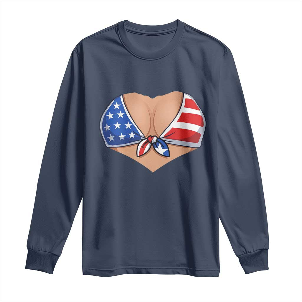 American Flag Bikini Long Sleeve Shirt Patriotic Summer Vacation Gift TS12 Navy Print Your Wear