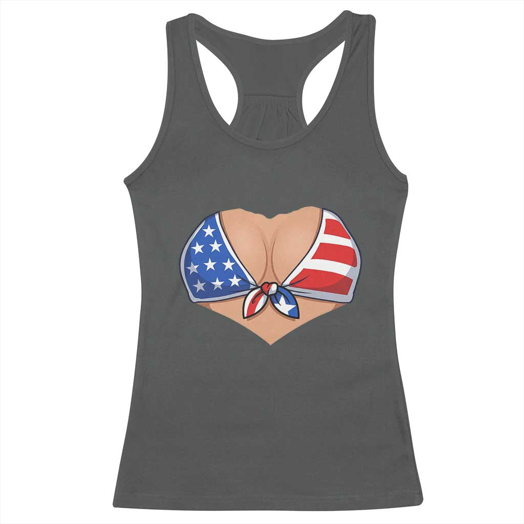American Flag Bikini Racerback Tank Top Patriotic Summer Vacation Gift TS12 Dark Heather Print Your Wear