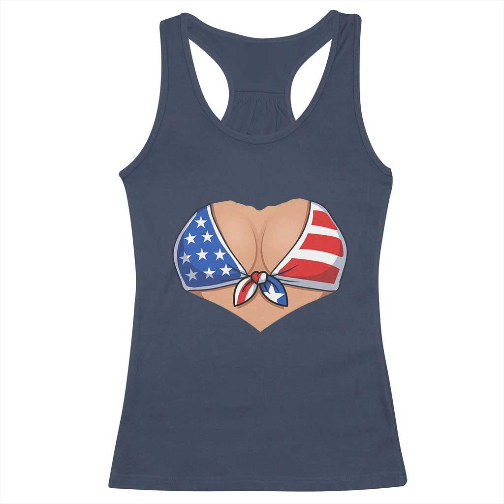 American Flag Bikini Racerback Tank Top Patriotic Summer Vacation Gift TS12 Navy Print Your Wear