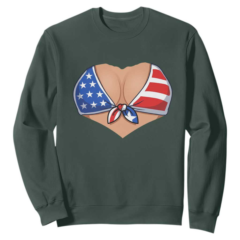 American Flag Bikini Sweatshirt Patriotic Summer Vacation Gift TS12 Dark Forest Green Print Your Wear