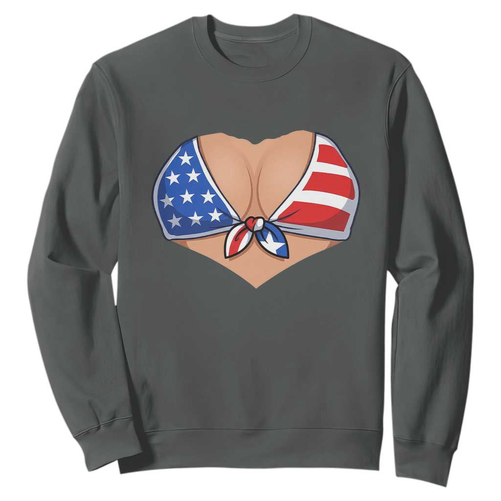 American Flag Bikini Sweatshirt Patriotic Summer Vacation Gift TS12 Dark Heather Print Your Wear