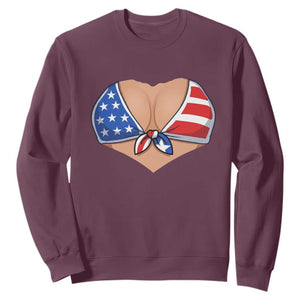 American Flag Bikini Sweatshirt Patriotic Summer Vacation Gift TS12 Maroon Print Your Wear