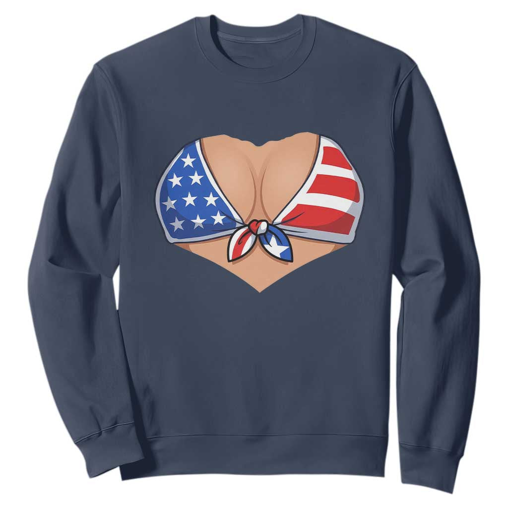 American Flag Bikini Sweatshirt Patriotic Summer Vacation Gift TS12 Navy Print Your Wear