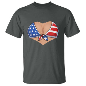 American Flag Bikini T Shirt Patriotic Summer Vacation Gift TS12 Dark Heather Print Your Wear