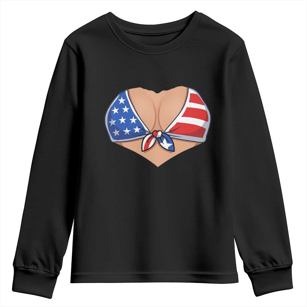 American Flag Bikini Youth Sweatshirt Patriotic Summer Vacation Gift TS12 Black Print Your Wear
