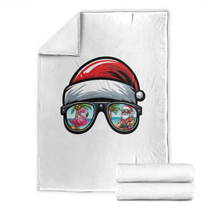 Funny Santa Sunglasses Throw Blanket Beach Christmas Vacation Graphic TS12 White Print Your Wear