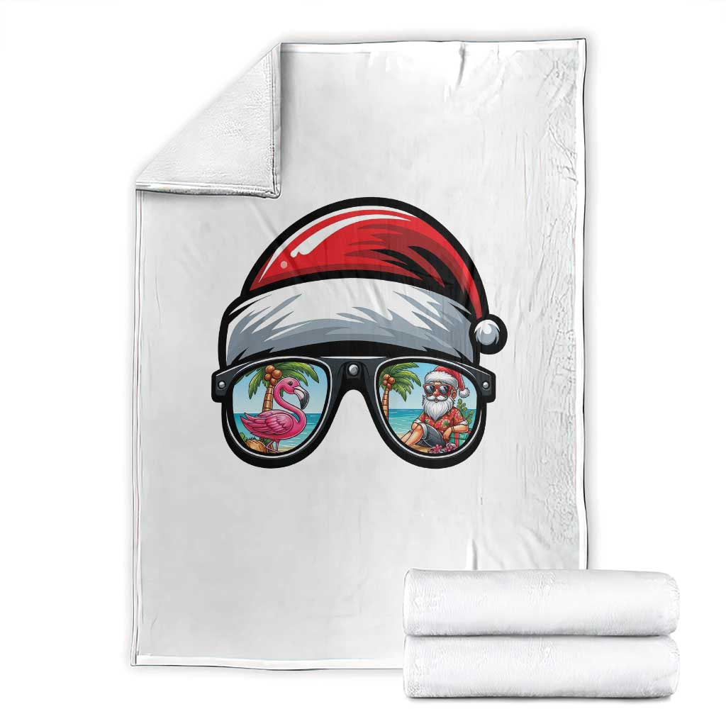 Funny Santa Sunglasses Throw Blanket Beach Christmas Vacation Graphic TS12 White Print Your Wear