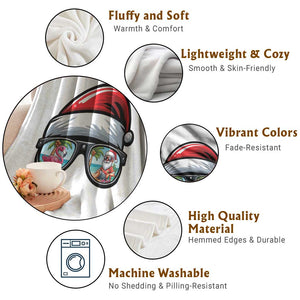 Funny Santa Sunglasses Throw Blanket Beach Christmas Vacation Graphic TS12 Print Your Wear