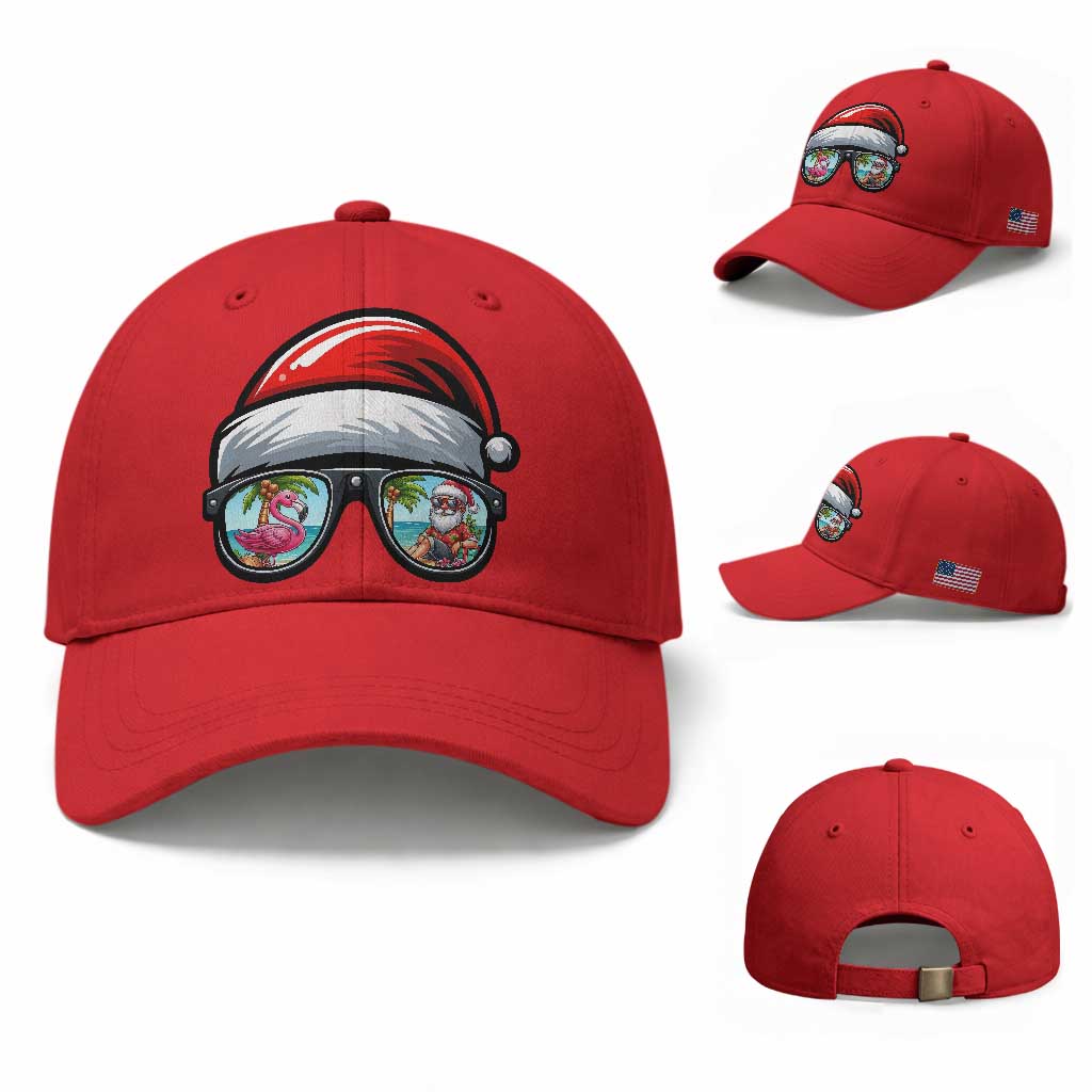 Funny Santa Sunglasses Baseball Cap Beach Christmas Vacation Graphic TS12 Baseball Cap Universal Fit Red Print Your Wear
