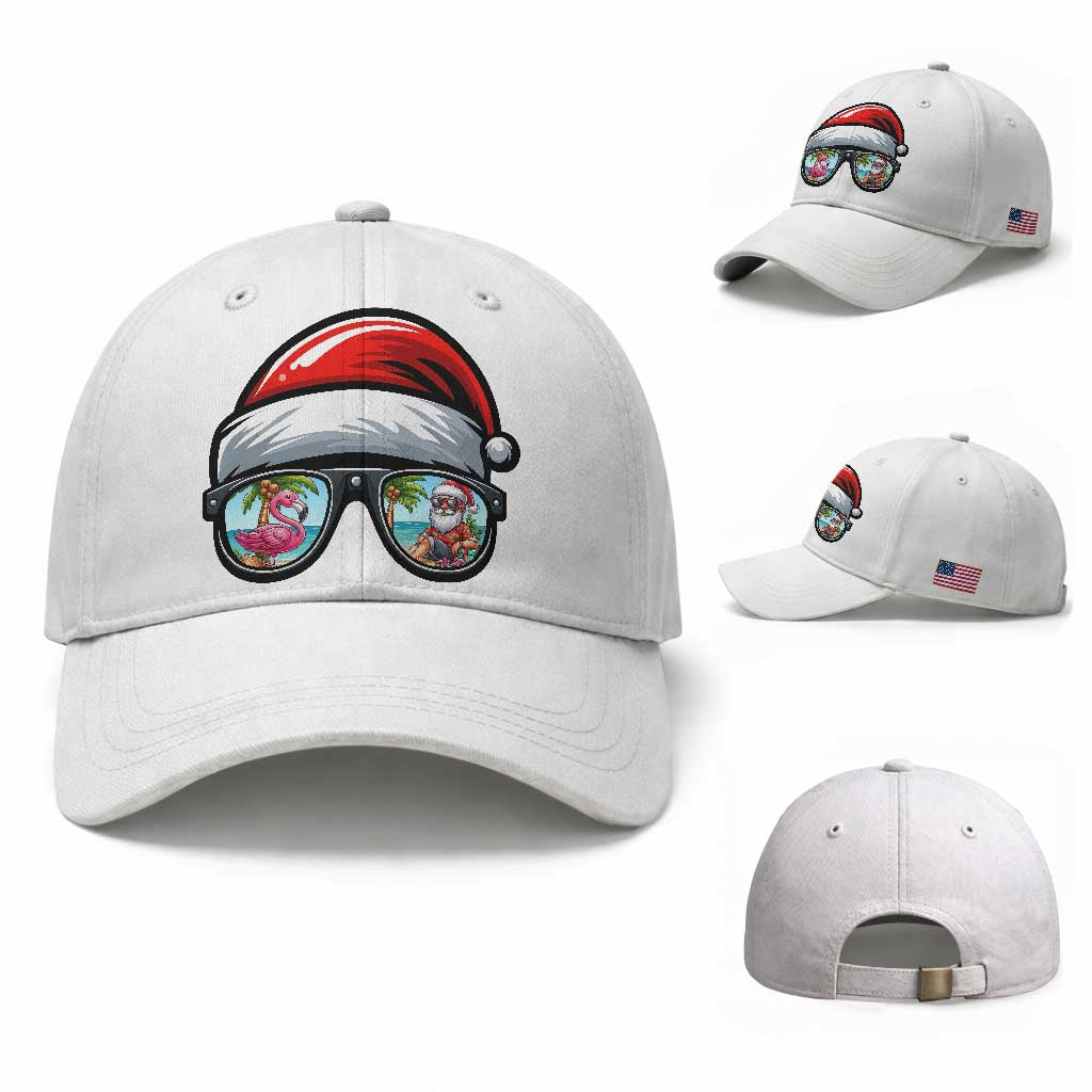 Funny Santa Sunglasses Baseball Cap Beach Christmas Vacation Graphic TS12 Baseball Cap Universal Fit White Print Your Wear