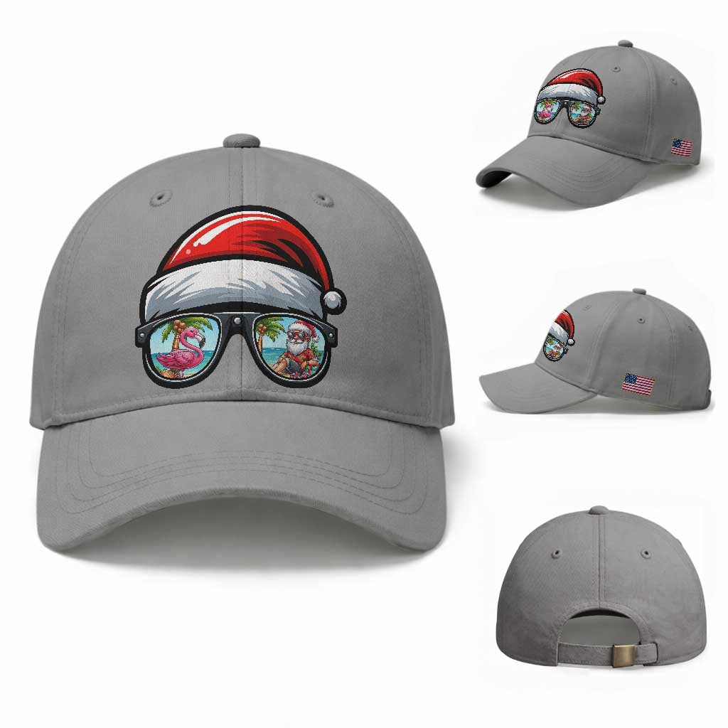 Funny Santa Sunglasses Baseball Cap Beach Christmas Vacation Graphic TS12 Baseball Cap Universal Fit Sport Gray Print Your Wear