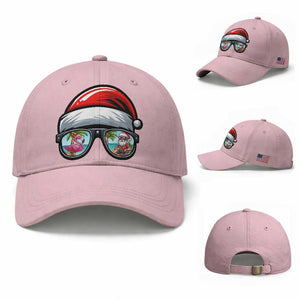 Funny Santa Sunglasses Baseball Cap Beach Christmas Vacation Graphic TS12 Baseball Cap Universal Fit Light Pink Print Your Wear