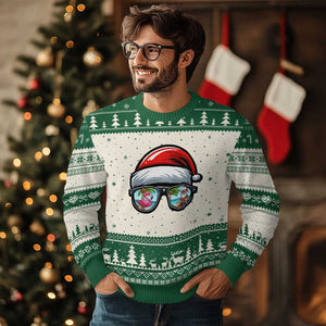 Funny Santa Sunglasses Ugly Christmas Sweater Beach Christmas Vacation Graphic TS12 Beige Green Print Your Wear