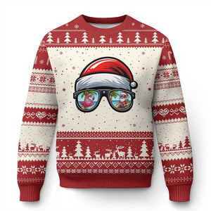 Funny Santa Sunglasses Ugly Christmas Sweater Beach Christmas Vacation Graphic TS12 Beige Red Print Your Wear