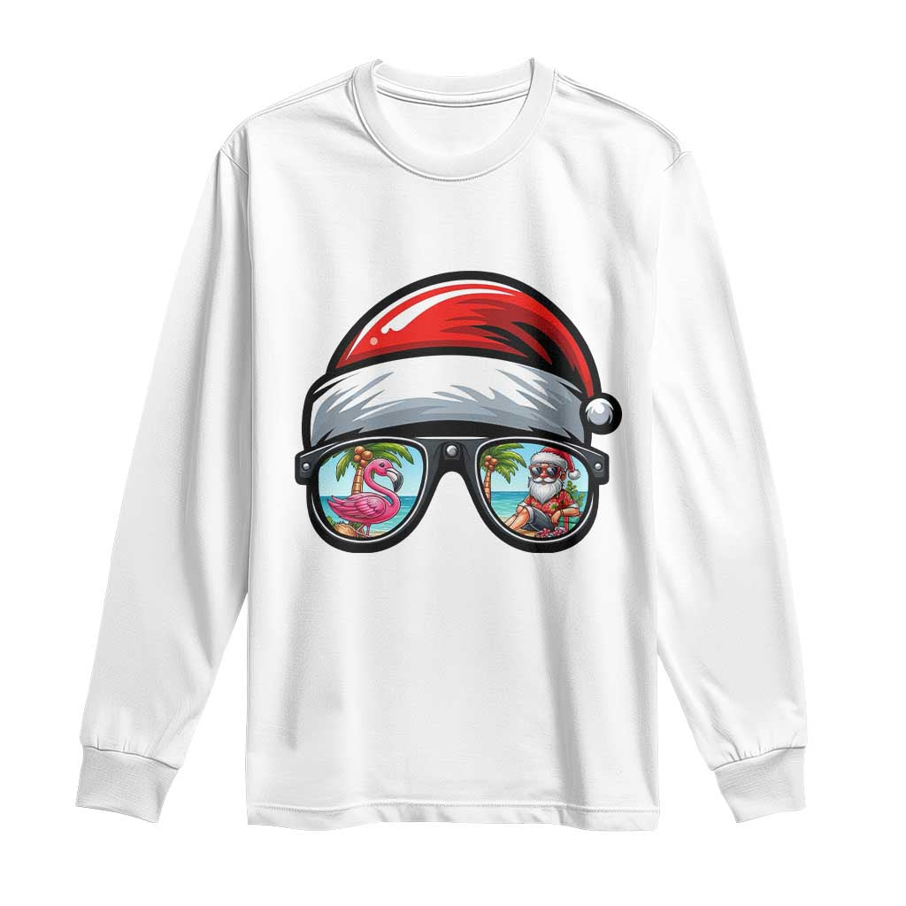 Funny Santa Sunglasses Long Sleeve Shirt Beach Christmas Vacation Graphic TS12 White Print Your Wear