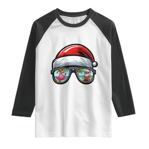 Funny Santa Sunglasses Raglan Shirt Beach Christmas Vacation Graphic TS12 White Black Print Your Wear