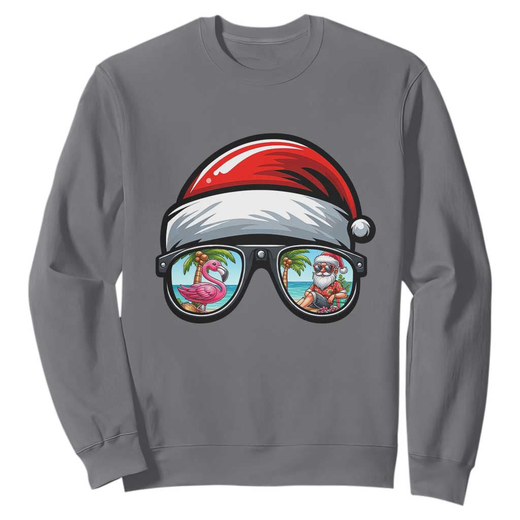 Funny Santa Sunglasses Sweatshirt Beach Christmas Vacation Graphic TS12 Charcoal Print Your Wear