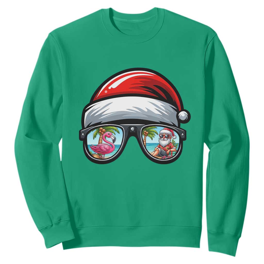 Funny Santa Sunglasses Sweatshirt Beach Christmas Vacation Graphic TS12 Irish Green Print Your Wear