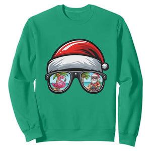 Funny Santa Sunglasses Sweatshirt Beach Christmas Vacation Graphic TS12 Irish Green Print Your Wear