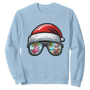 Funny Santa Sunglasses Sweatshirt Beach Christmas Vacation Graphic TS12 Light Blue Print Your Wear