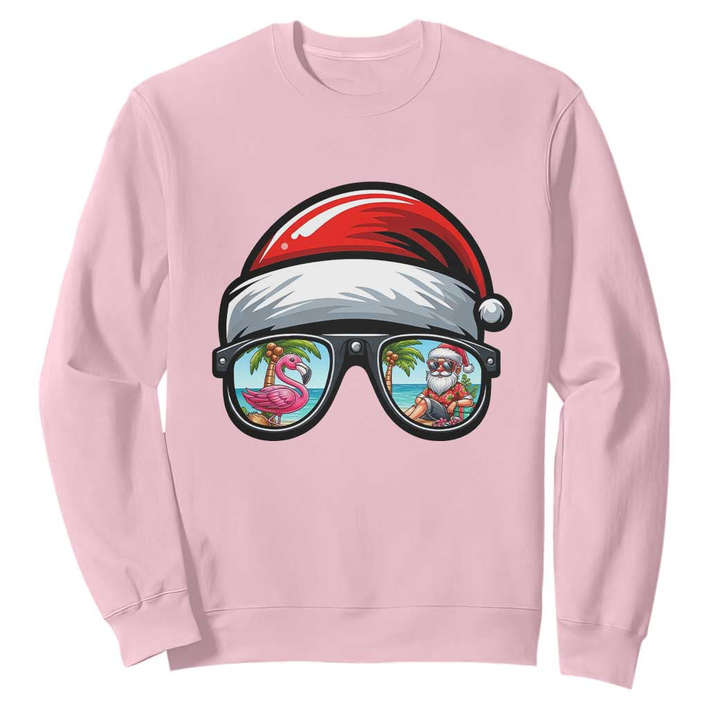 Funny Santa Sunglasses Sweatshirt Beach Christmas Vacation Graphic TS12 Light Pink Print Your Wear