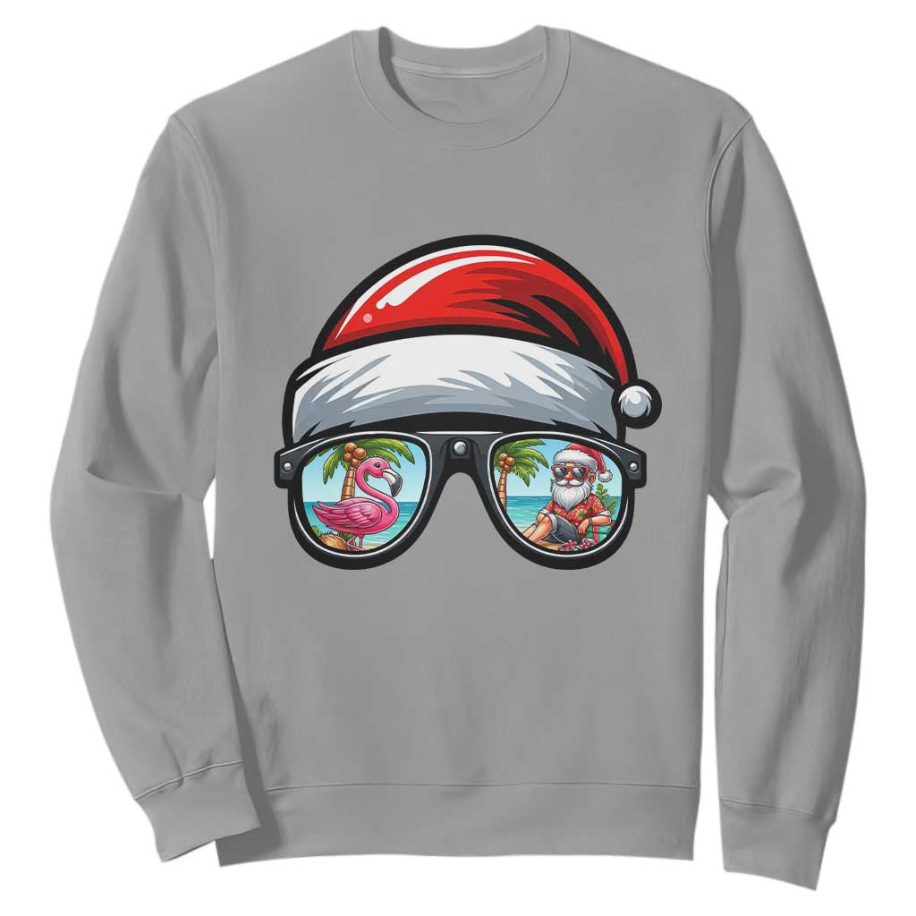 Funny Santa Sunglasses Sweatshirt Beach Christmas Vacation Graphic TS12 Sport Gray Print Your Wear