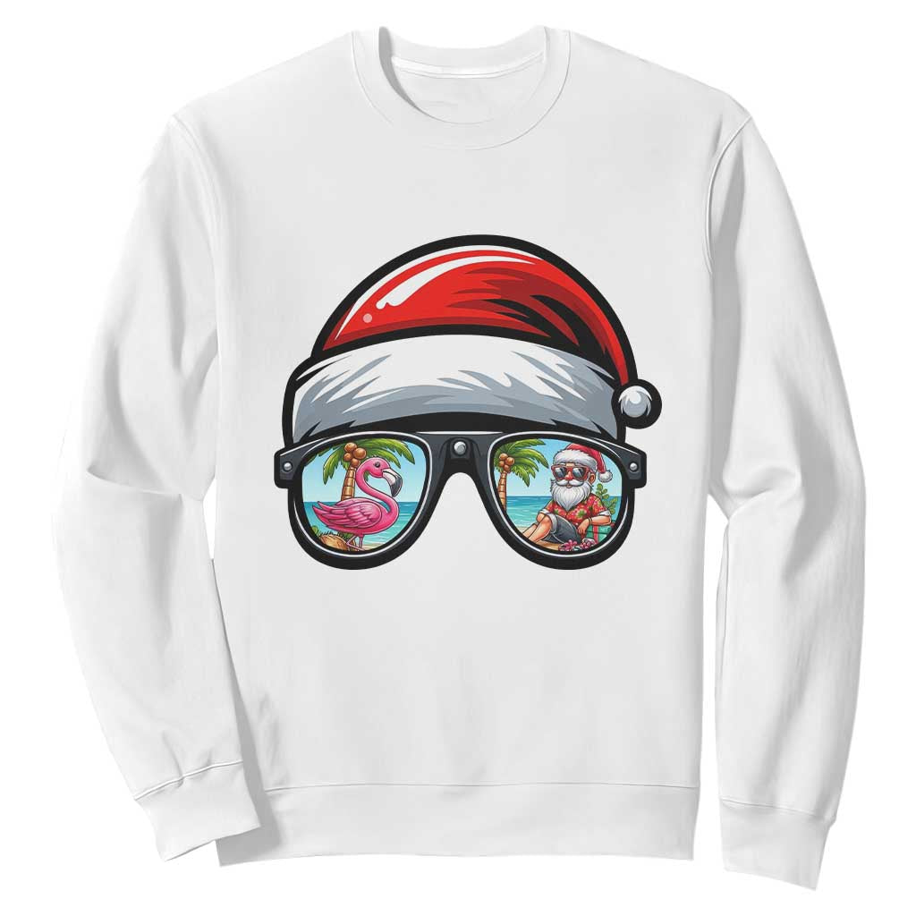 Funny Santa Sunglasses Sweatshirt Beach Christmas Vacation Graphic TS12 White Print Your Wear