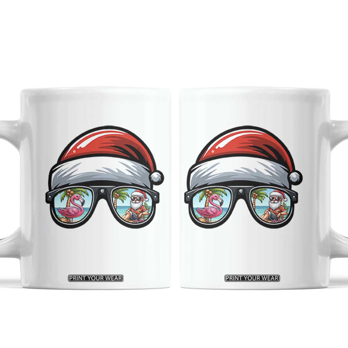 Funny Santa Sunglasses Coffee Mug Beach Christmas Vacation Graphic TS12 White Print Your Wear