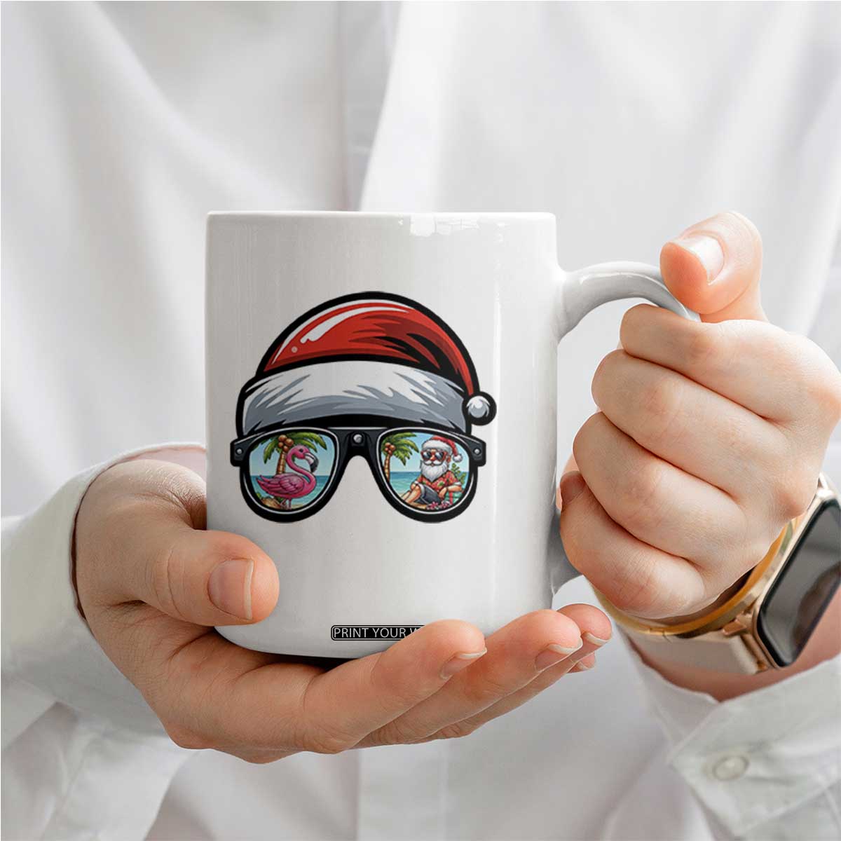 Funny Santa Sunglasses Coffee Mug Beach Christmas Vacation Graphic TS12 Print Your Wear