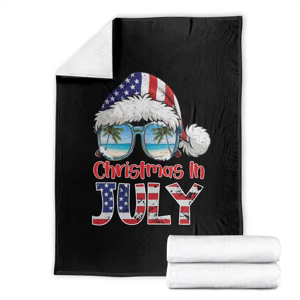 Christmas In July Throw Blanket Patriotic USA Sunglasses Graphic TS12 Black Print Your Wear