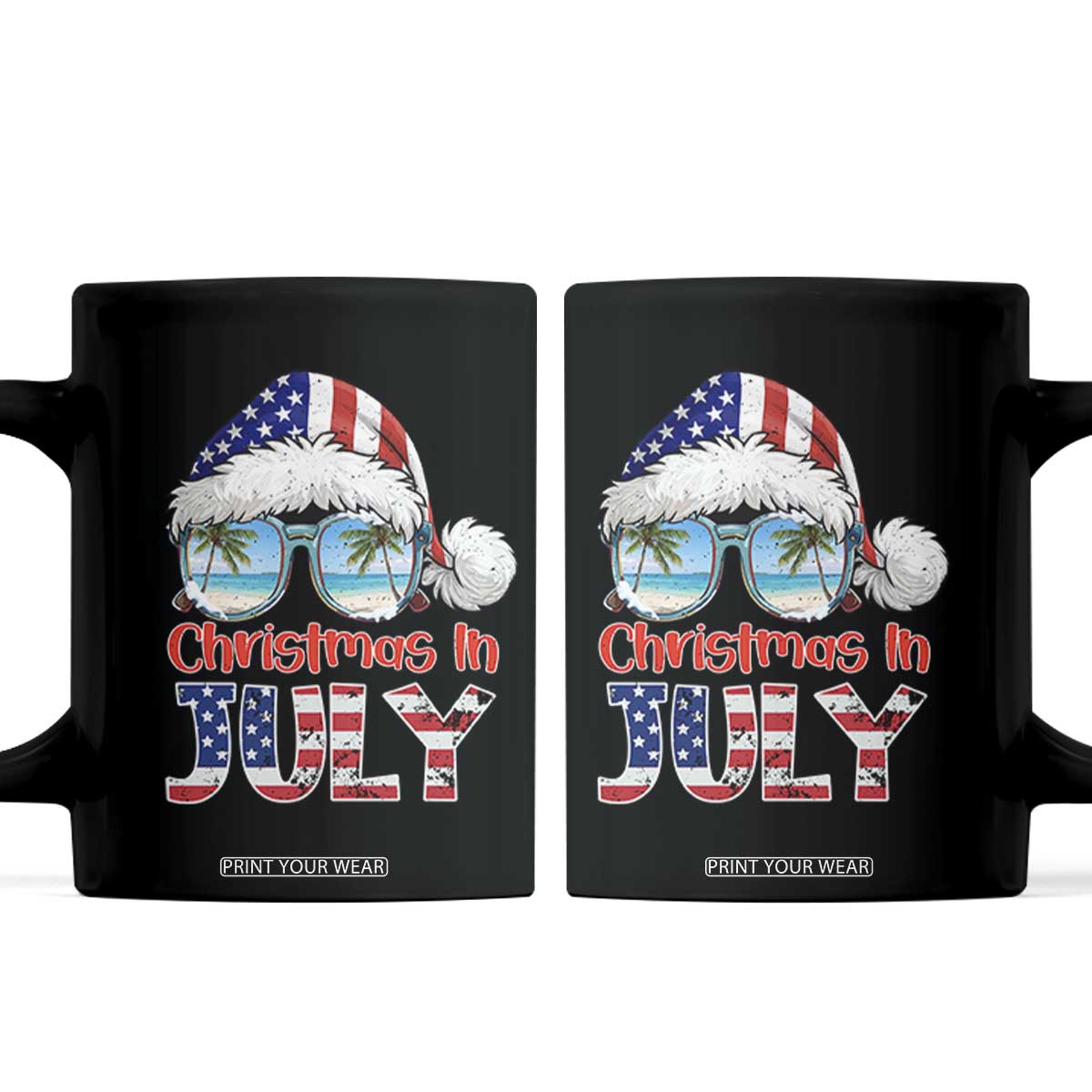Christmas In July Coffee Mug Patriotic USA Sunglasses Graphic TS12 Black Print Your Wear