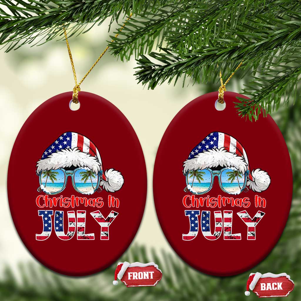 Christmas In July Ceramic Ornament Patriotic USA Sunglasses Graphic TS12 Print Your Wear