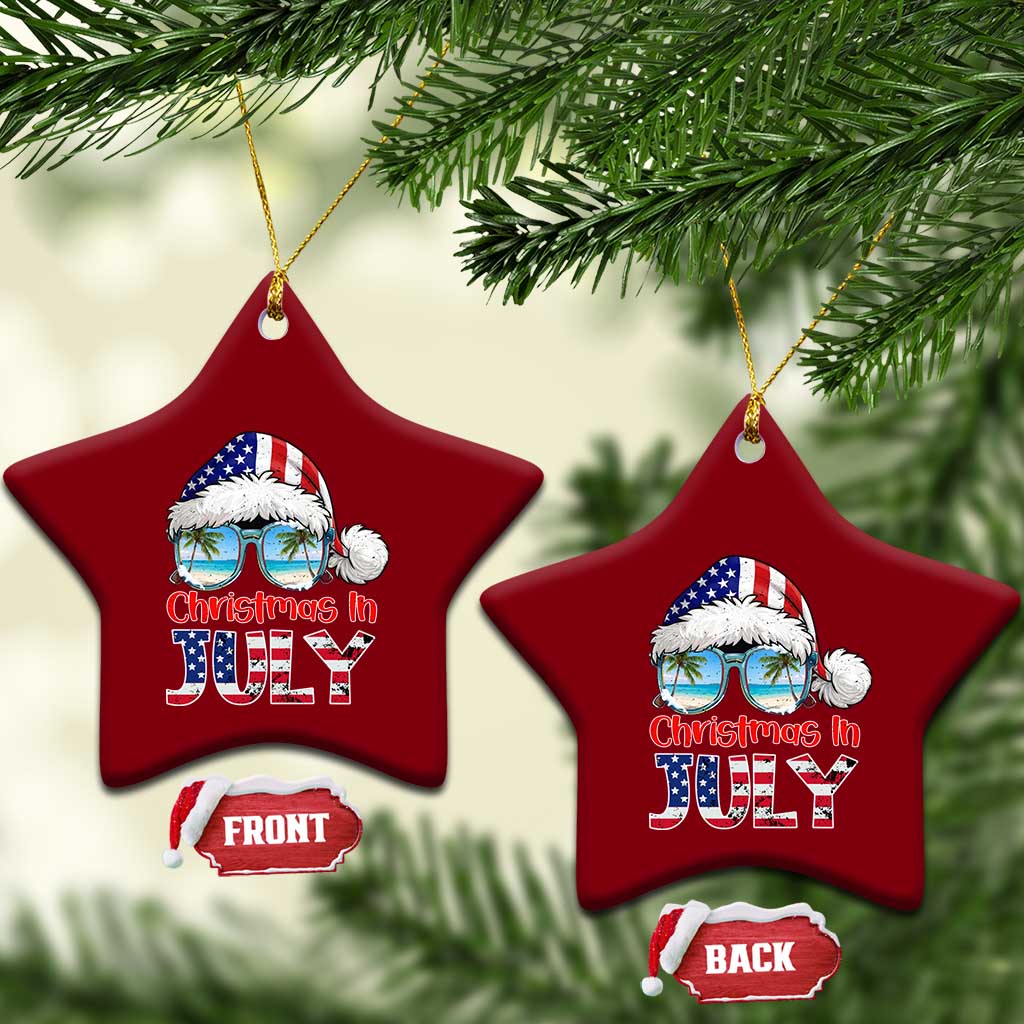 Christmas In July Ceramic Ornament Patriotic USA Sunglasses Graphic TS12 Print Your Wear
