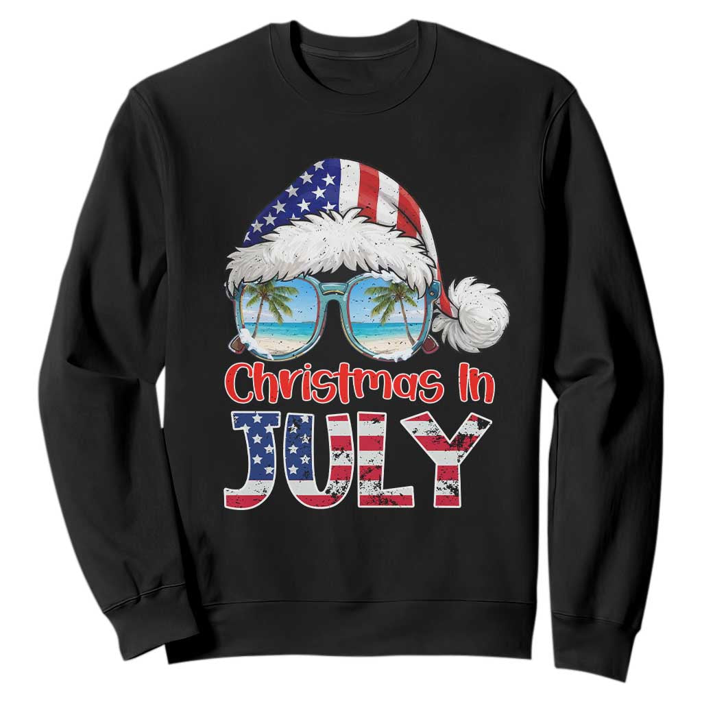 Christmas In July Sweatshirt Patriotic USA Sunglasses Graphic TS12 Black Print Your Wear