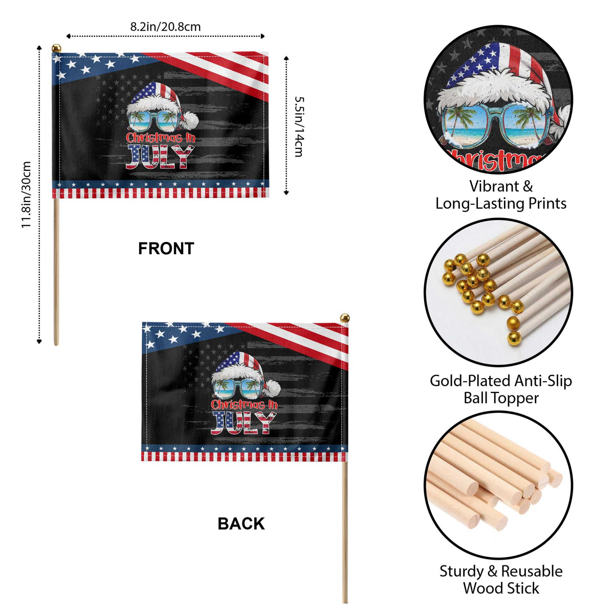 Christmas In July Patriotic Handheld Flag USA Sunglasses Graphic TS12 Print Your Wear