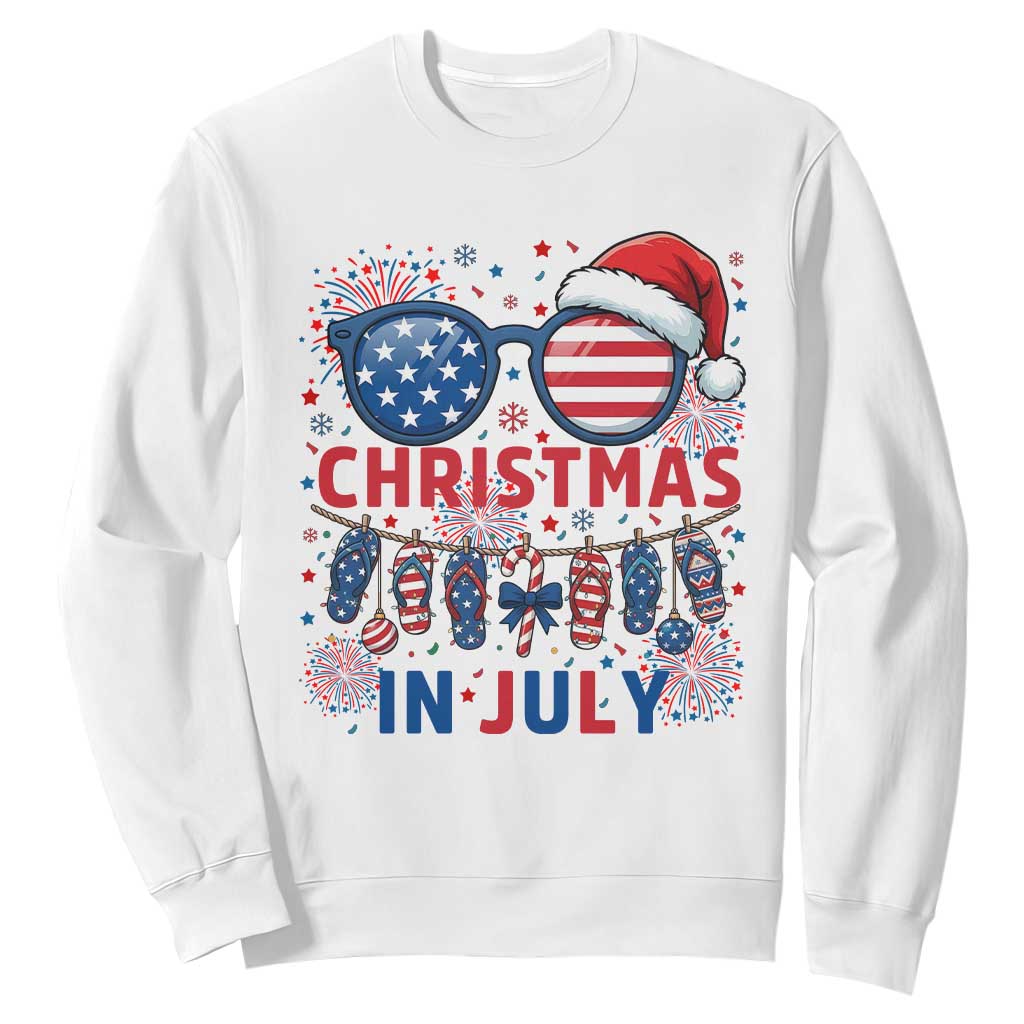 Patriotic USA Sunglasses Christmas In July Graphic Sweatshirt TS12 White Print Your Wear