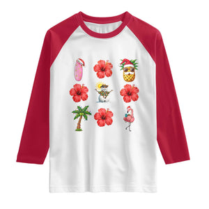 Christmas In July Raglan Shirt Tropical Summer Beach Party Graphic TS12 White Red Print Your Wear