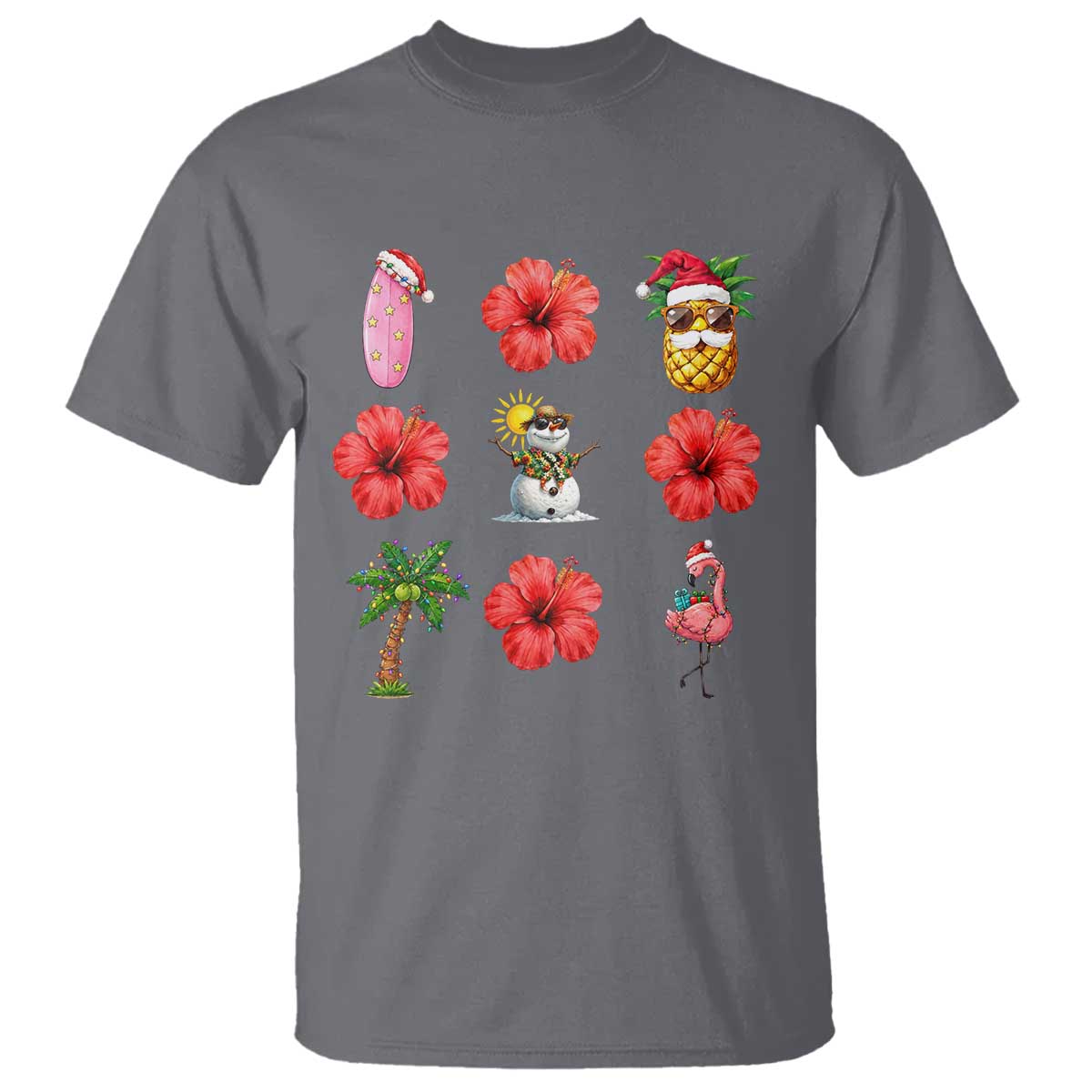 Christmas In July T Shirt Tropical Summer Beach Party Graphic TS12 Charcoal Print Your Wear