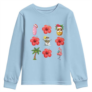 Christmas In July Youth Sweatshirt Tropical Summer Beach Party Graphic TS12 Light Blue Print Your Wear