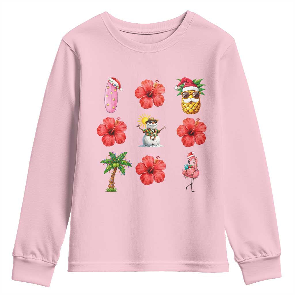 Christmas In July Youth Sweatshirt Tropical Summer Beach Party Graphic TS12 Light Pink Print Your Wear