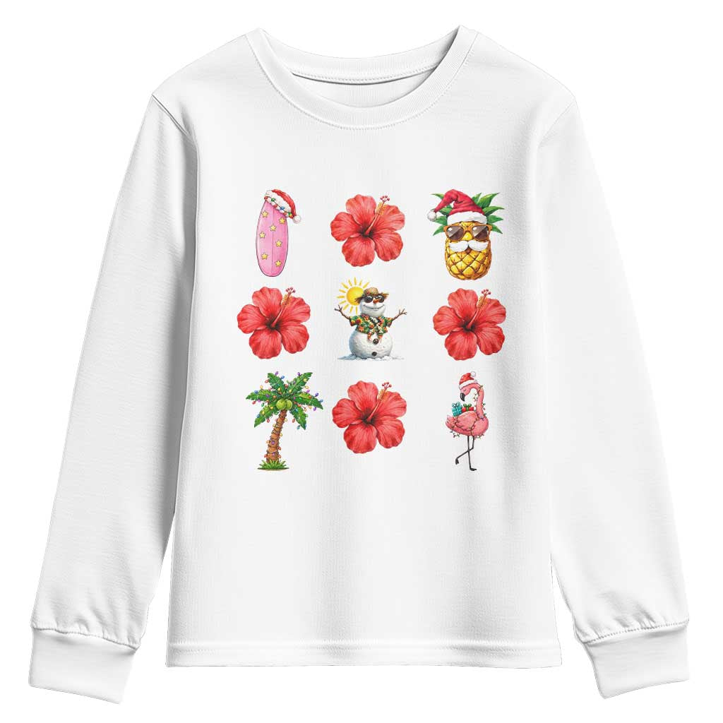 Christmas In July Youth Sweatshirt Tropical Summer Beach Party Graphic TS12 White Print Your Wear