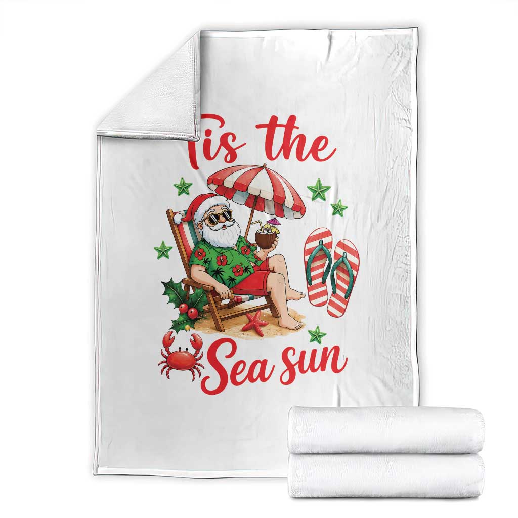 Funny Santa Christmas In July Graphic Throw Blanket Tis The Sea Sun TS12 White Print Your Wear