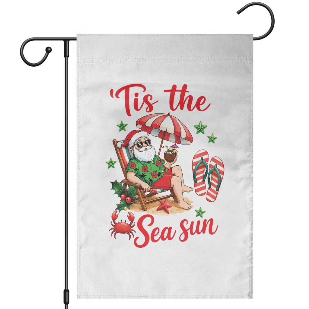 Funny Santa Christmas In July Graphic Garden Flag Tis The Sea Sun TS12 White Print Your Wear