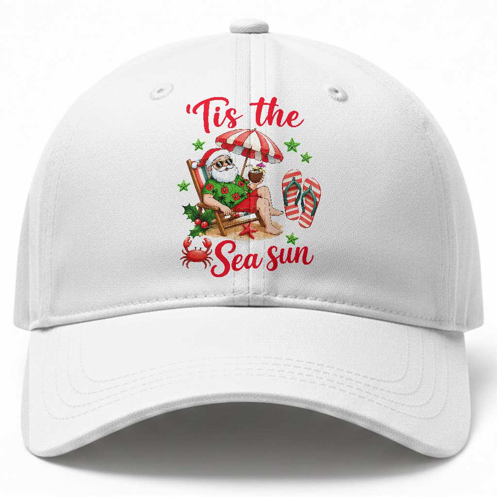 Funny Santa Christmas In July Graphic Baseball Cap Tis The Sea Sun TS12 Print Your Wear